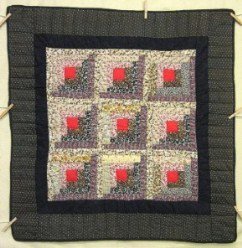 Custom Amish Quilts - Scrappy Log Cabin Small Quilt Wall Hanging