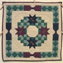 Custom Amish Quilts - Poinsetta Wreath Patchwork Small Quilt Wall Hanging
