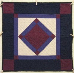 Custom Amish Quilts - Central Diamond Amish Dutch Colors Navy Purple Plum Small Quilt Wall Hanging 
