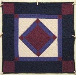 Custom Amish Quilts - Central Diamond Amish Dutch Colors Navy Purple Plum Small Quilt Wall Hanging 
