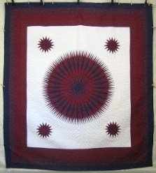 Custom Amish Quilts - Mariners Compass Radiating Star Burgundy