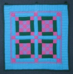 Custom Amish Quilts - Improved Nine Square Patchwork Small Quilt Wall Hanging Dutch Colors