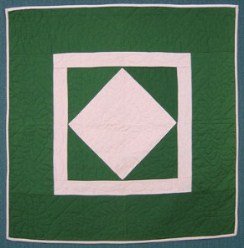 Custom Amish Quilts - Amish Plain Central Diamond Patchwork Small Quilt Wall Hanging Green Pink