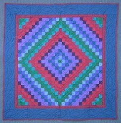 Custom Amish Quilts - Amish Dutch Color Trip Around the World Small Quilt Wall Hanging Blue Red Green