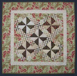 Custom Amish Quilts - Pinwheel Delight Small Quilt Patchwork Wall Hanging Sage Green Pink