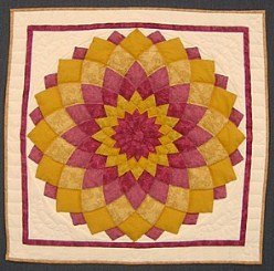 Custom Amish Quilts - Dahlia Small Patchwork Wall Hanging Pink Yellow