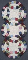 Custom Amish Quilts - Wedding Ring Small Quilt Wall Hanging Navy Burgundy