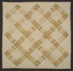 Custom Amish Quilts - Risen Cross Patchwork Small Quilt Wall Hanging Navy Yellow