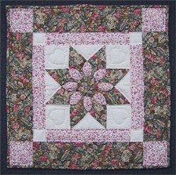 Custom Amish Quilts - Dahlia Star Pink Rose Green Small Quilt Patchwork Wall Hanging 
