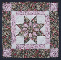 Custom Amish Quilts - Dahlia Star Pink Rose Green Small Quilt Patchwork Wall Hanging 
