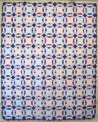 Custom Amish Quilts - Double Wedding Ring Patchwork Blue Rose