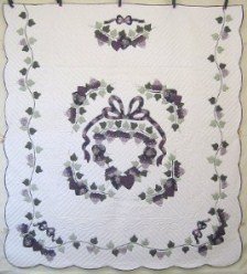 Custom Amish Quilts - Grape Wreath Applique Purple Plum