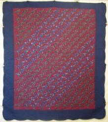 Custom Amish Quilts - Turkey Tracks Patchwork Navy Burgundy
