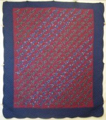 Custom Amish Quilts - Turkey Tracks Patchwork Navy Burgundy
