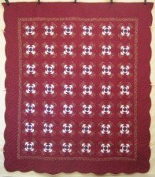 Custom Amish Quilts - Pineapple Patchwork Red Burgundy
