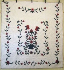 Custom Amish Quilts - Butterfly Birds Bouquet Applique Green Red
