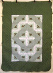 Custom Amish Quilts - Green Log Cabin Twin Patchwork