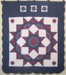 Custom Amish Quilts - Broken Radiating Patchwork Star Navy Burgundy
