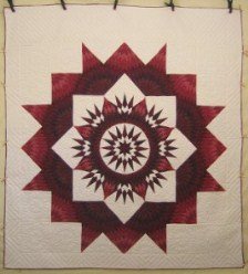 Custom Amish Quilts - Split Mariners Star Patchwork Red Burgundy