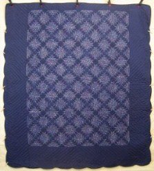 Custom Amish Quilts - Log Cabin Trellis Blue Navy Patchwork