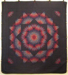 Custom Amish Quilts - Radiating Mariners Compass Star Black Red