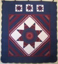 Custom Amish Quilts - Central Lone Star Commons Burgundy Navy
