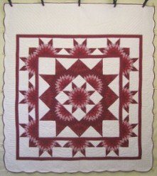 Custom Amish Quilts - Red Starburst Around Star Patchwork