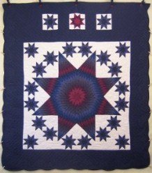 Custom Amish Quilts - Stars Around Lone Star Navy Border