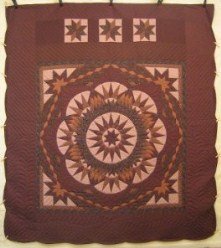 Custom Amish Quilts - Radiating Mariners Compass Star Brown