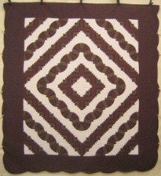 Custom Amish Quilts - Fan Log Cabin Brown Patchwork